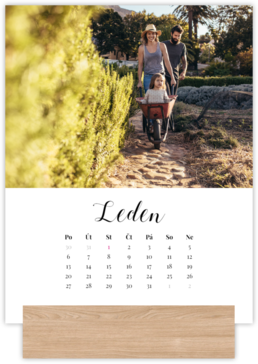Fotokalendar v drevenom stojančeku - Biely na výšku