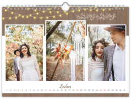 Fotokalendář nástěnný měsíční na šířku - Svatba dřevo