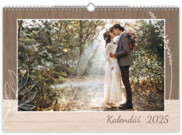 Fotokalendář exklusiv nástěnný měsíční na šířku - Svatba dřevo