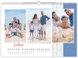Fotokalendář exklusiv nástěnný měsíční na šířku - Pattern blue