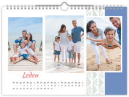 Fotokalendář nástěnný měsíční na šířku - Pattern blue