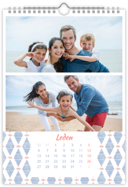 Fotokalendář nástěnný měsíční na výšku z vlastních fotek - Pattern blue