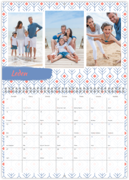 Nástenný plánovací fotokalendar - Pattern blue 